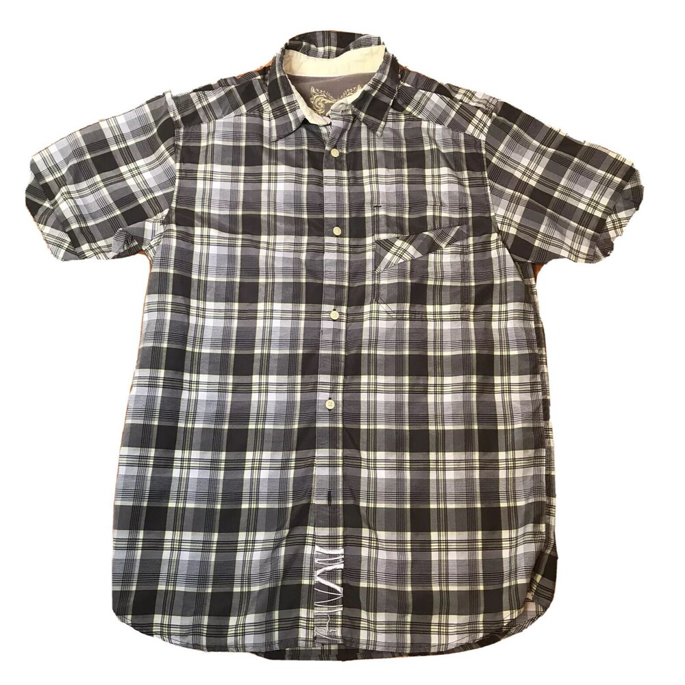 Prana Mens  Slim Fit  Organic Cotton Button Shirt Short Sleeve  Camp Medium